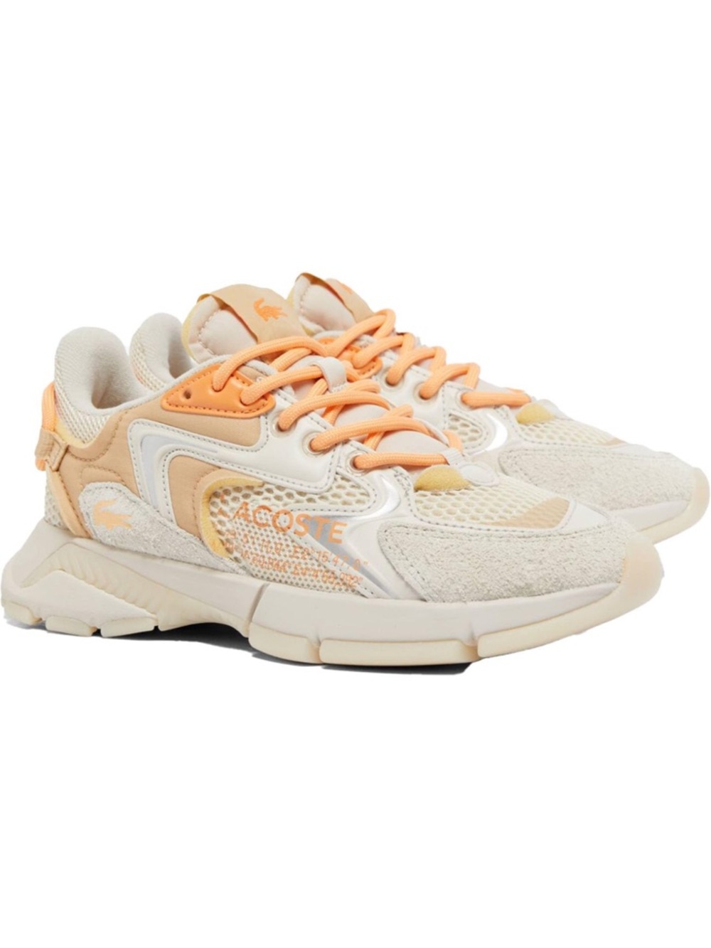 Lacoste Womens L003 Neo Off White & Peach Lace-Up Sneakers